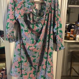 Off the shoulder dress. 100% cotton.